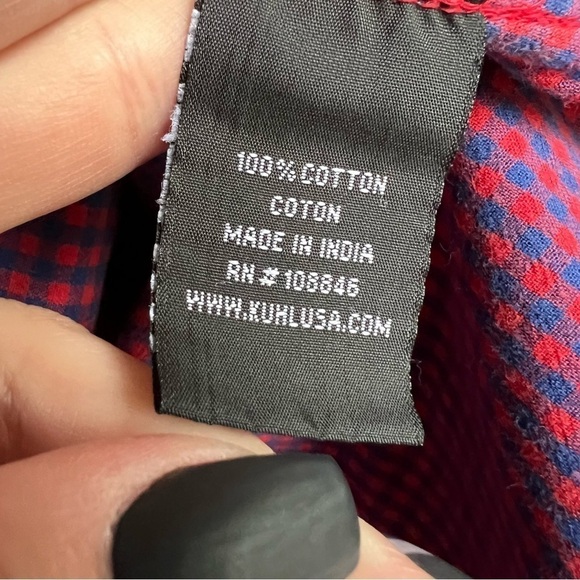 Kuhl Women’s Red Plaid 100% Cotton Button Down Long Sleeve Shirt, Size Small - Picture 6 of 9